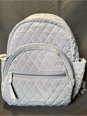 Vera Bradley Essential Compact Quilted Light Gray Mini Backpack